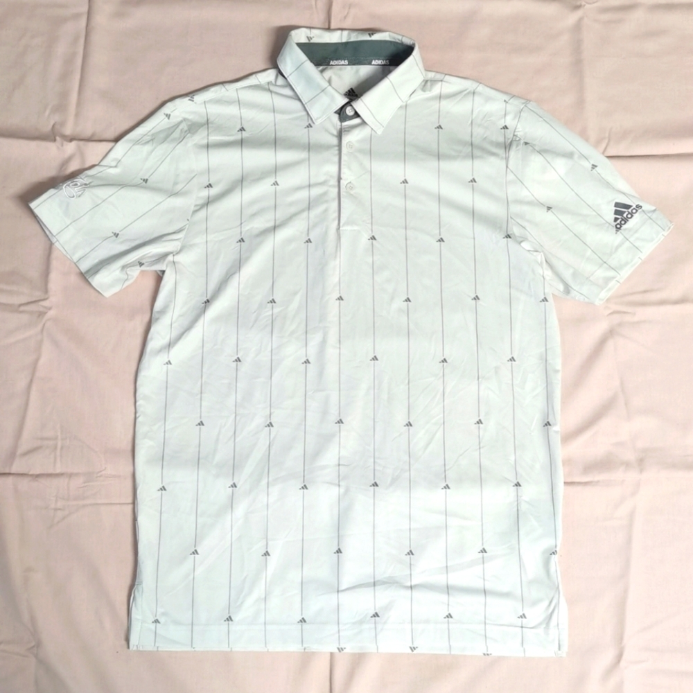 Adidas Men's Ultimate365 White With Gray Logo Polo Short Sleeve Golf Shirt S